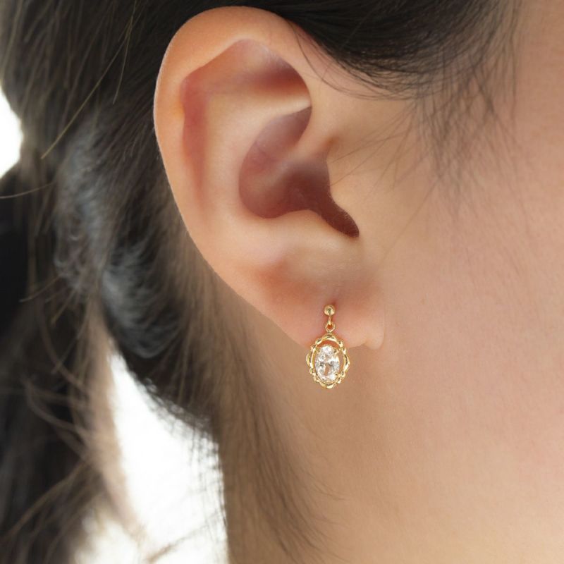 K10 YG キュービックジルコニア ピアス ゴールド イエローゴールド レディース 10金 CZ キュービック 誕生日プレゼント ギフト 20代 30代 40代 女性 彼女 妻 ゆれ