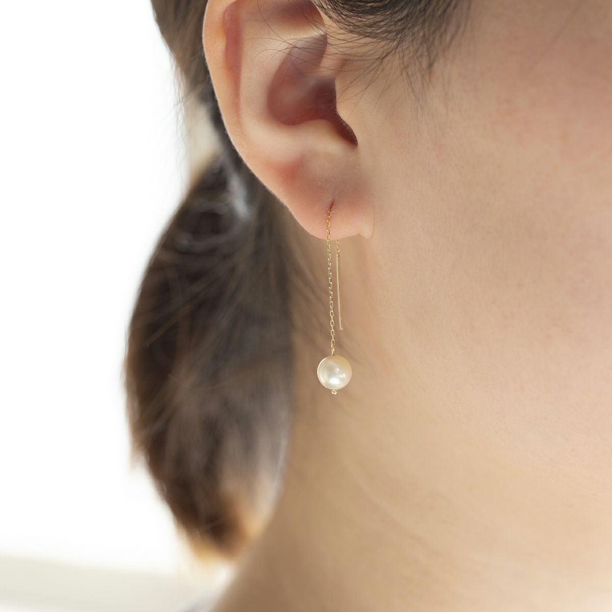 K10 YG アコヤ真珠 アメリカンピアス パール チェーンピアス 6月 誕生石 誕生日プレゼント ギフト 一粒 妻 彼女 可愛い レディース 10金 10K イエローゴールド 誕生日 20代 30代 40代 女性 ギフト