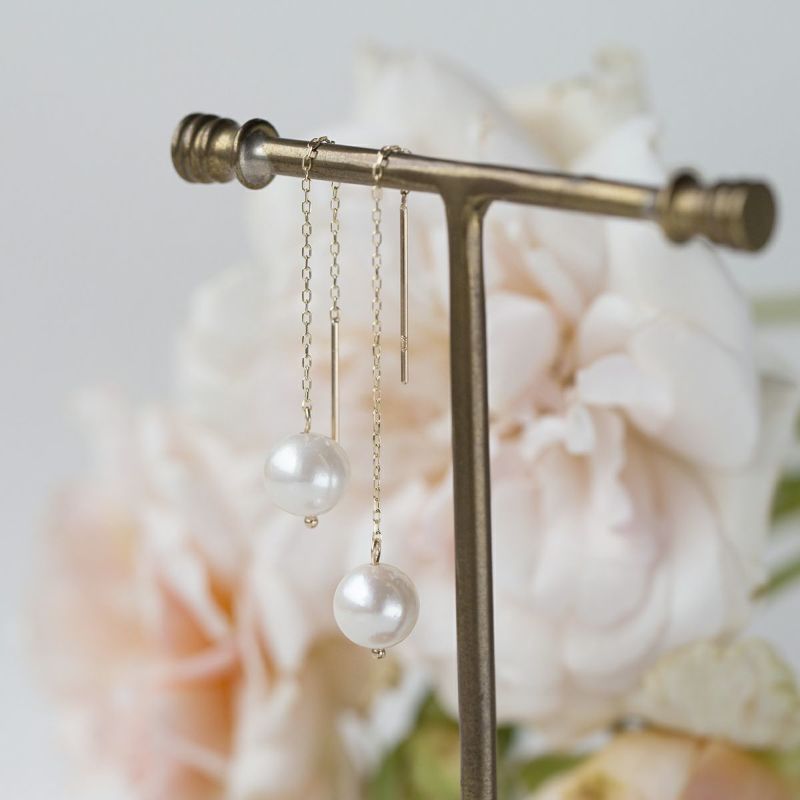 K10 YG アコヤ真珠 アメリカンピアス パール チェーンピアス 6月 誕生石 誕生日プレゼント ギフト 一粒 妻 彼女 可愛い レディース 10金 10K イエローゴールド 誕生日 20代 30代 40代 女性 ギフト