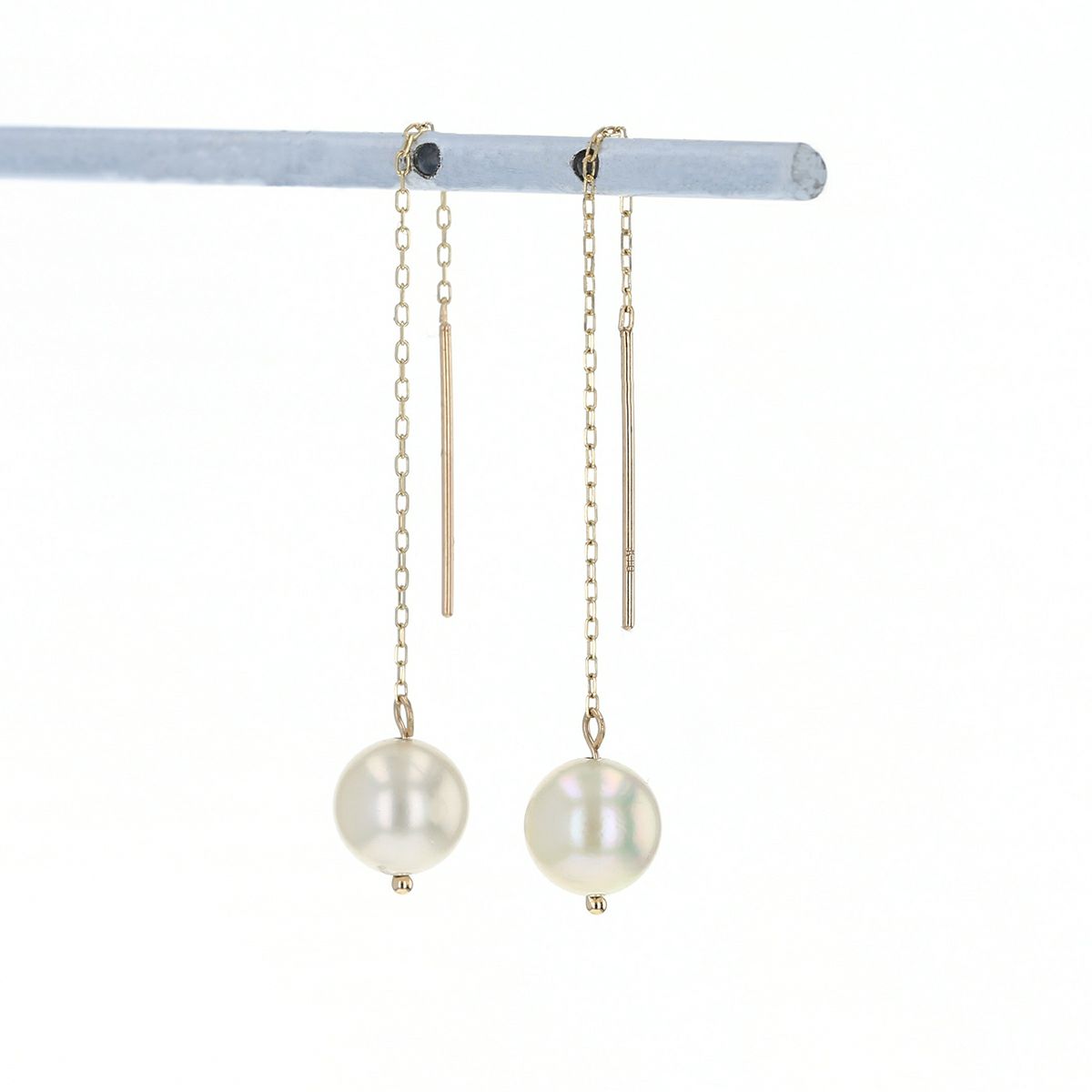 K10 YG アコヤ真珠 アメリカンピアス パール チェーンピアス 6月 誕生石 誕生日プレゼント ギフト 一粒 妻 彼女 可愛い レディース 10金 10K イエローゴールド 誕生日 20代 30代 40代 女性 ギフト