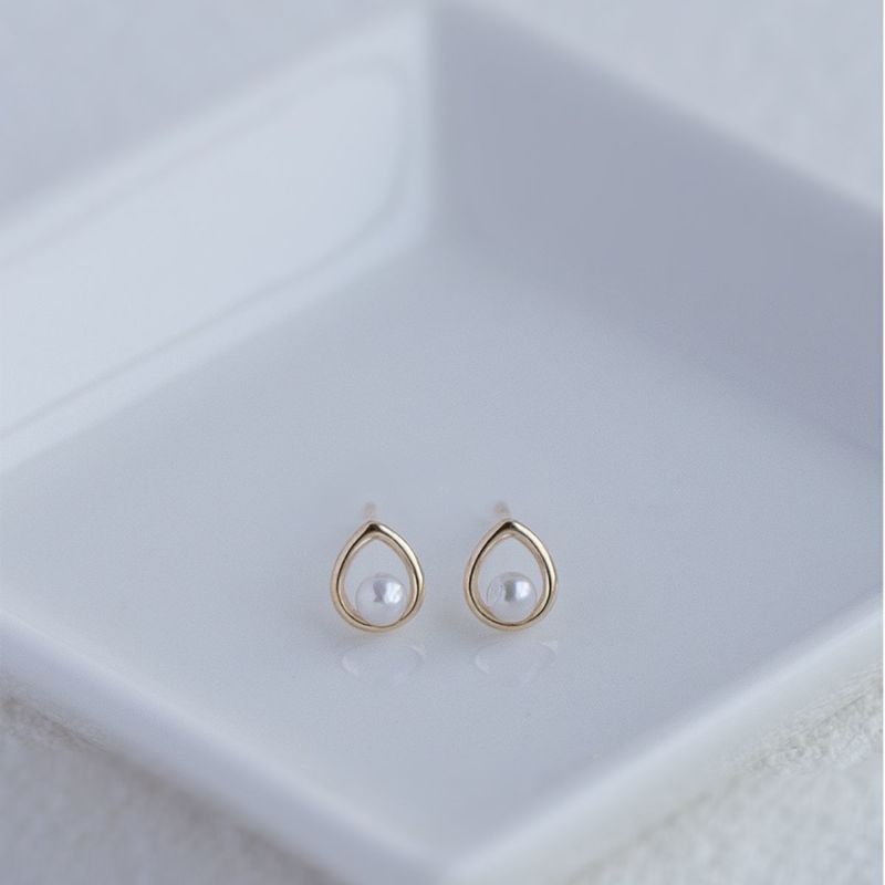 K10 YG 淡水パール ピアス パール 6月 誕生石 誕生日プレゼント ギフト 一粒 妻 彼女 可愛い レディース 10金 10K イエローゴールド 誕生日 20代 30代 40代 女性 ギフト