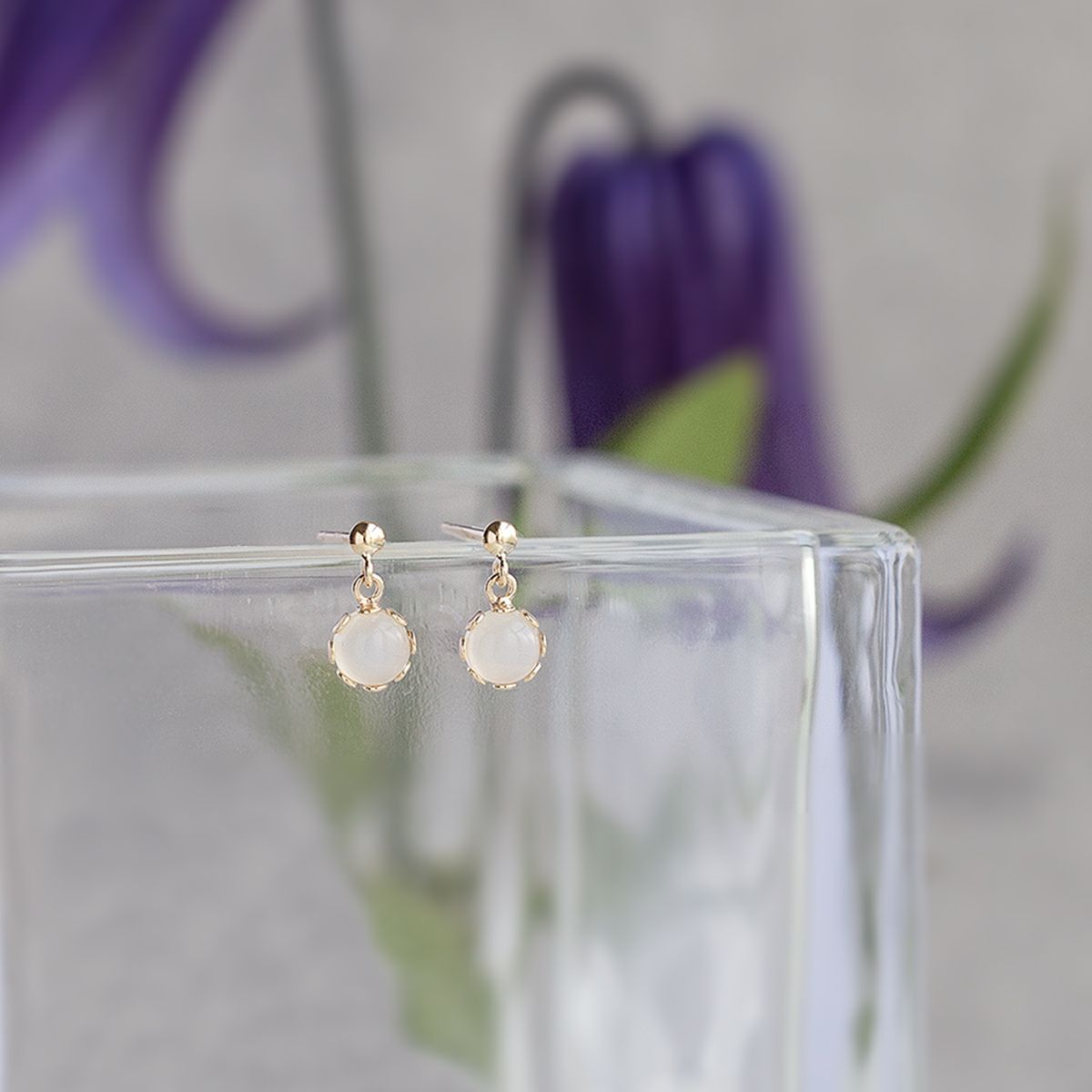 K10 YG ムーンストーン ピアス イエローゴールド 10金 6月 誕生石 誕生日 プレゼント レディース 20代 30代 40代 10k k10 天然石