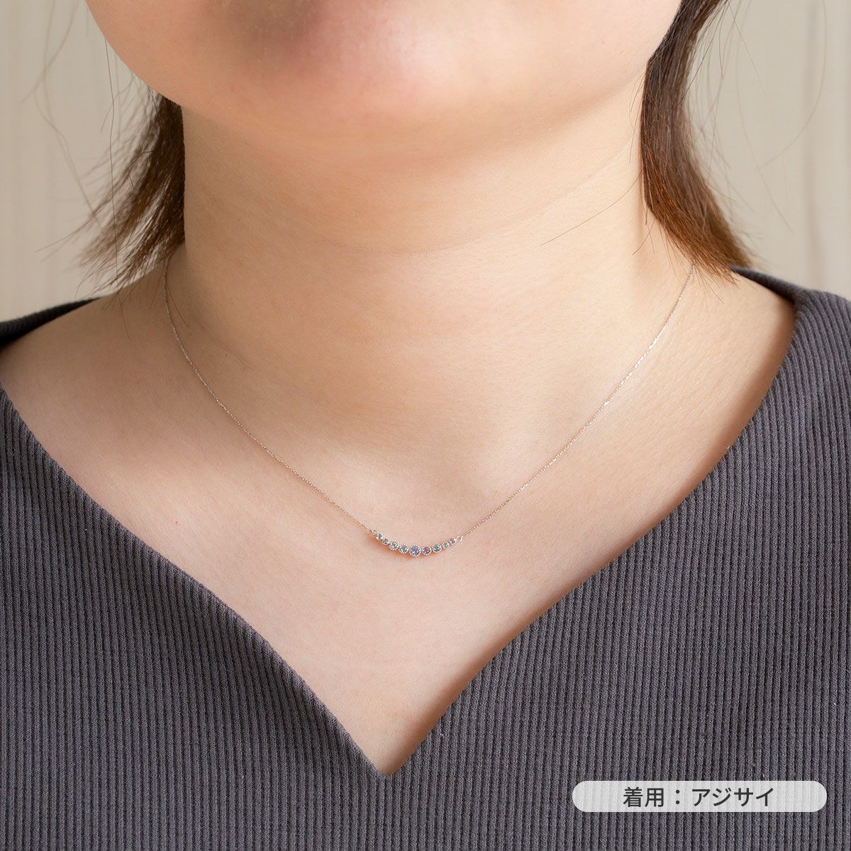 10 YG PG WG マルチ カラーストーン ネックレス