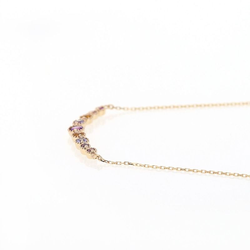10 YG PG WG マルチ カラーストーン ネックレス