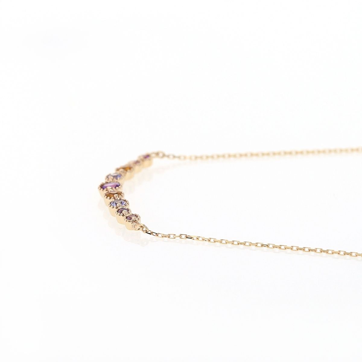 10 YG PG WG マルチ カラーストーン ネックレス