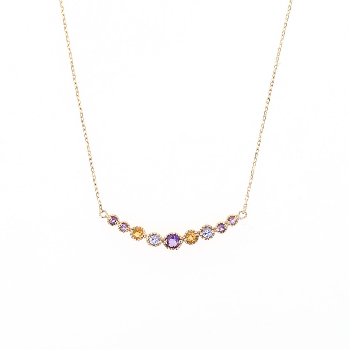 10 YG PG WG マルチ カラーストーン ネックレス