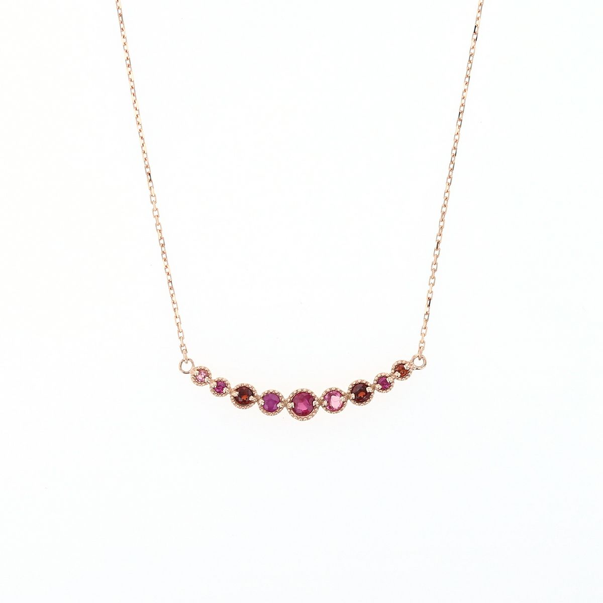 10 YG PG WG マルチ カラーストーン ネックレス