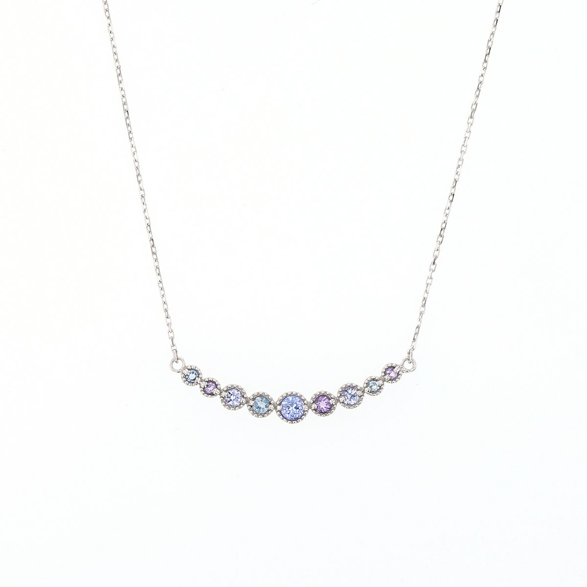 10 YG PG WG マルチ カラーストーン ネックレス