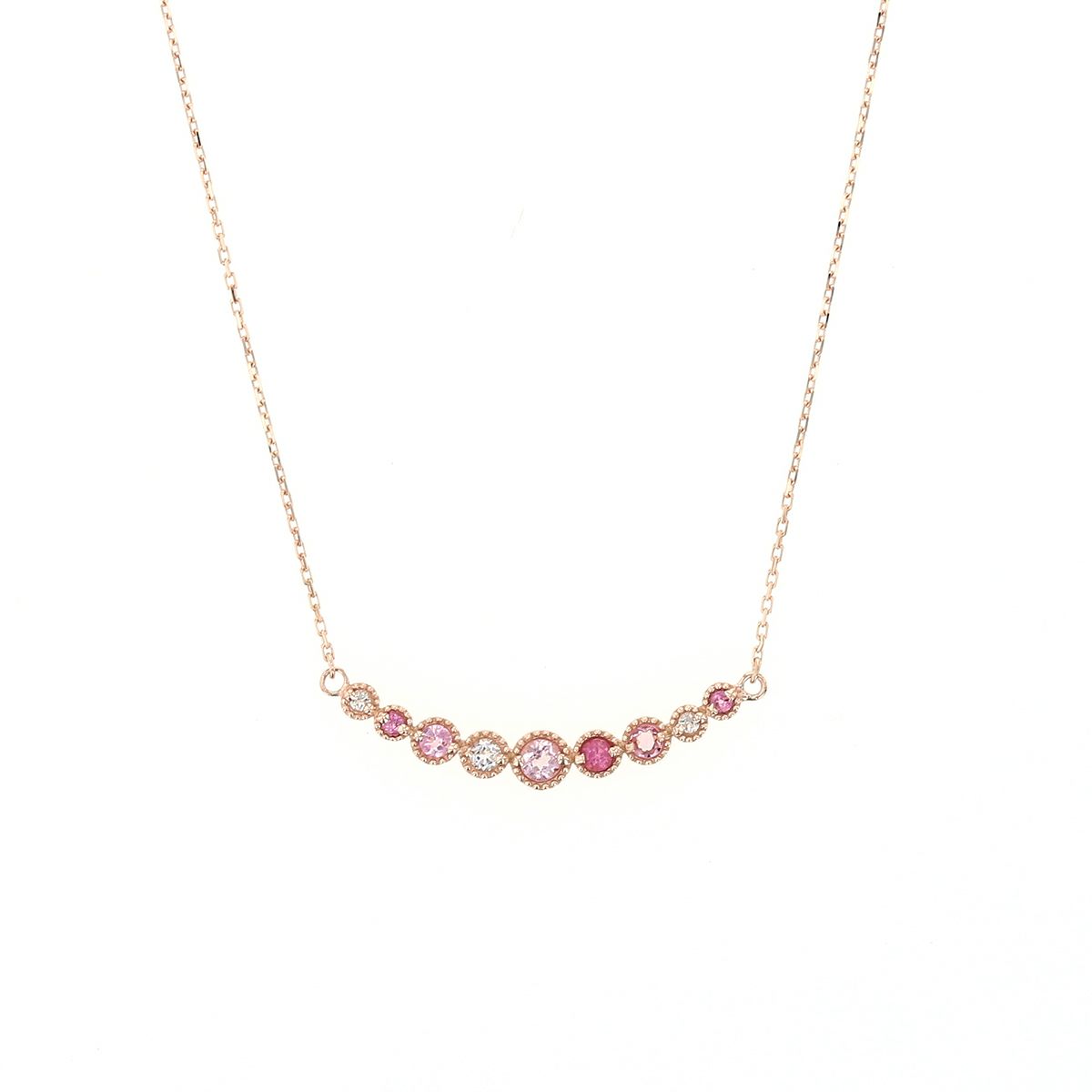 10 YG PG WG マルチ カラーストーン ネックレス