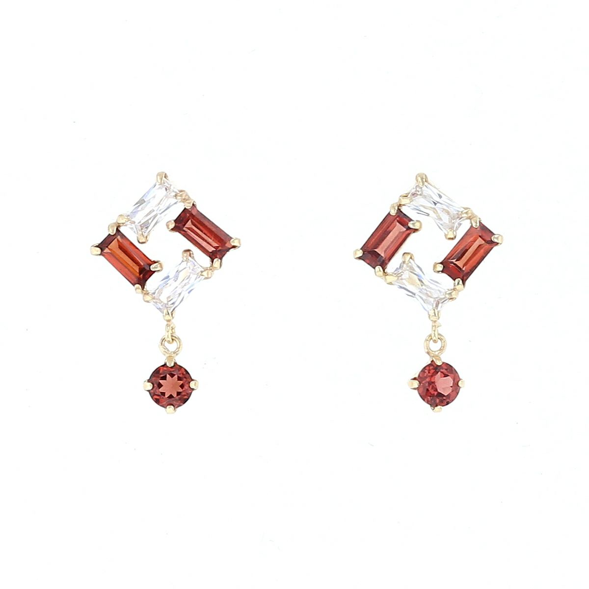 K10 YG ガーネット ピアス キュービックジルコニア イエローゴールド 10金 1月 誕生石 誕生日プレゼント ギフト レディース 20代 30代 40代 10k k10