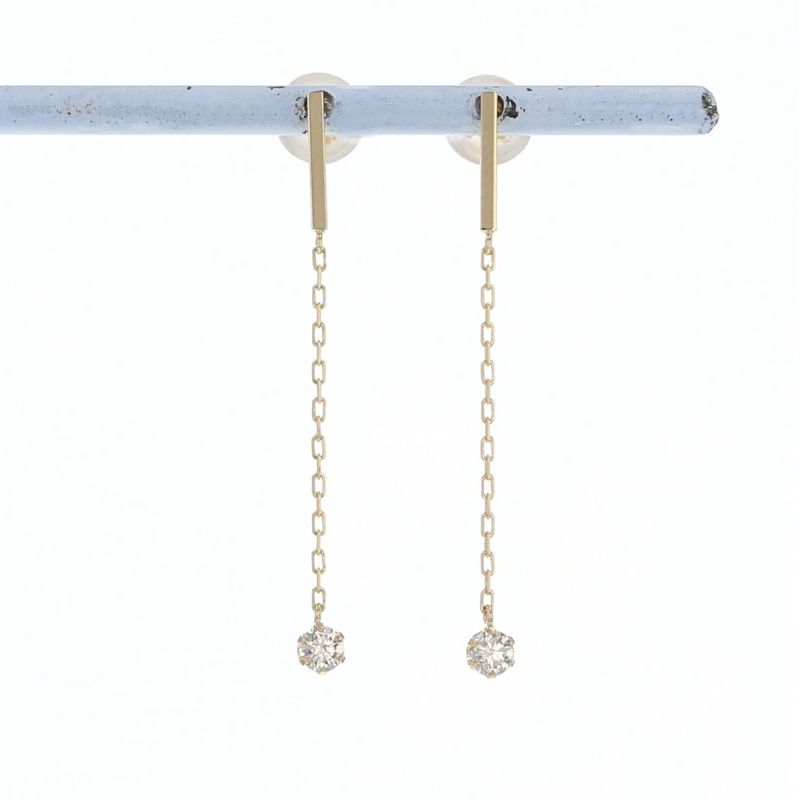 K18 YG ダイヤモンド ピアス 18k 18金 誕生石 イエローゴールド ロングピアス レディース 彼女 妻 誕生日プレゼント ギフト