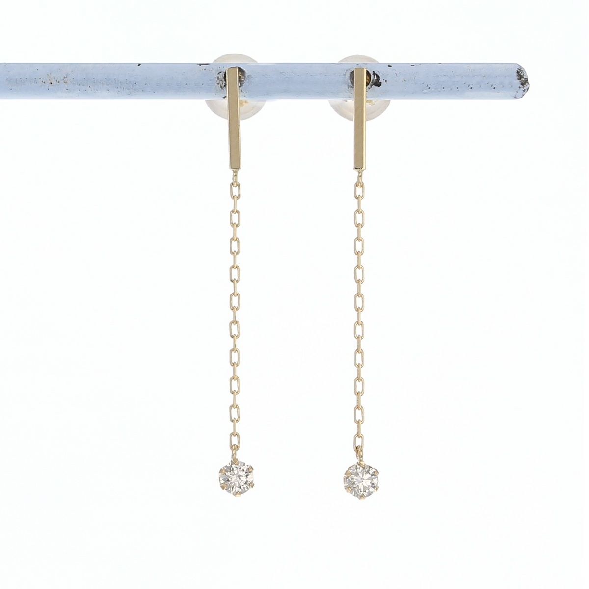 K18 YG ダイヤモンド ピアス 18k 18金 誕生石 イエローゴールド ロングピアス レディース 彼女 妻 誕生日プレゼント ギフト