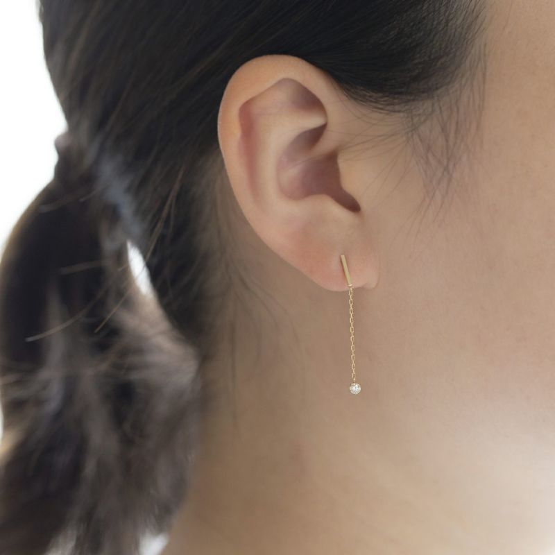 K18 YG ダイヤモンド ピアス 18k 18金 誕生石 イエローゴールド ロングピアス レディース 彼女 妻 誕生日プレゼント ギフト