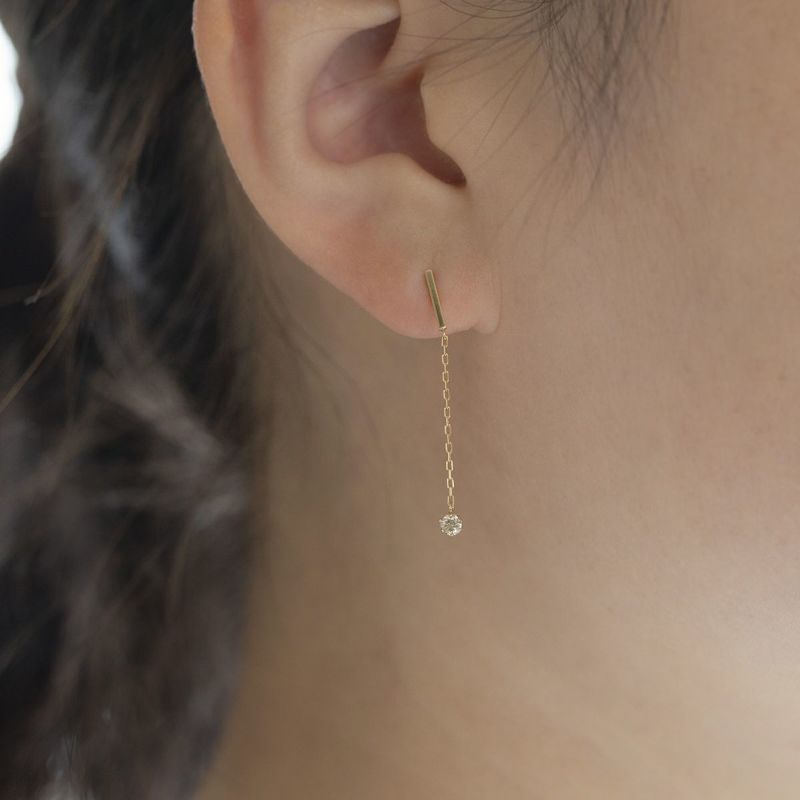 K18 YG ダイヤモンド ピアス 18k 18金 誕生石 イエローゴールド ロングピアス レディース 彼女 妻 誕生日プレゼント ギフト