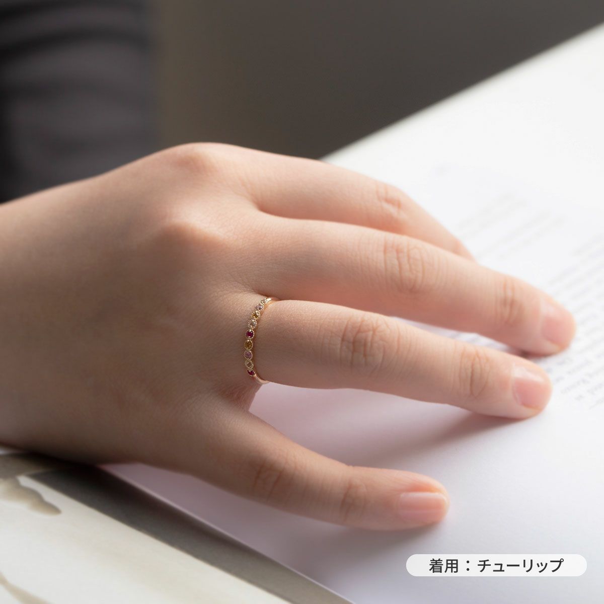 K10 YG PG WG マルチ カラーストーン リング ハーフエタニティ 誕生石 プレゼント レディース 彼女 妻 30代 40代 イエローゴールド ピンクゴールド ホワイトゴールド フラワー 花