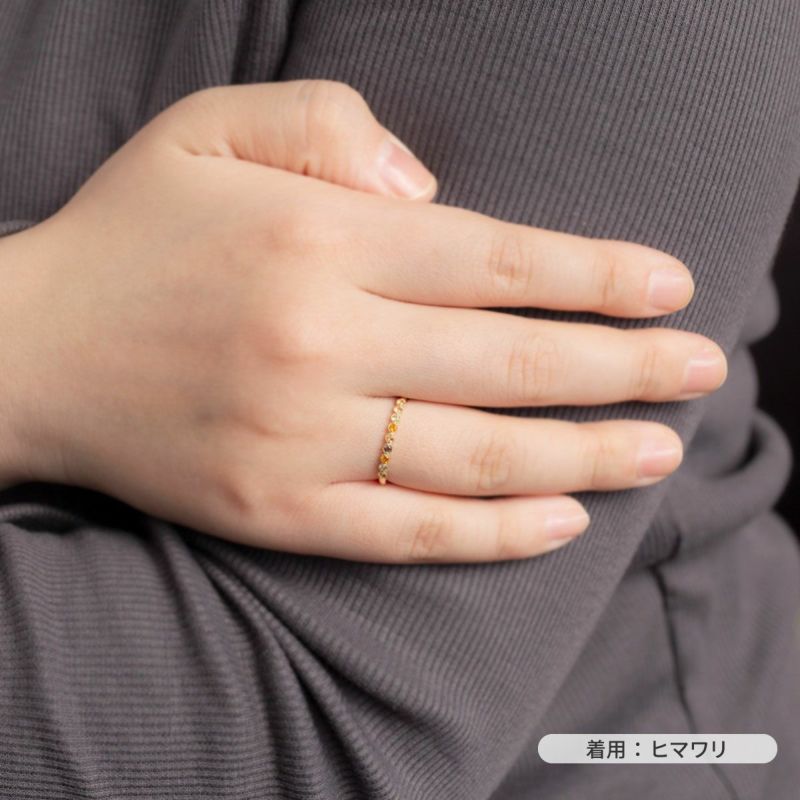 K10 YG PG WG マルチ カラーストーン リング ハーフエタニティ 誕生石 プレゼント レディース 彼女 妻 30代 40代 イエローゴールド ピンクゴールド ホワイトゴールド フラワー 花