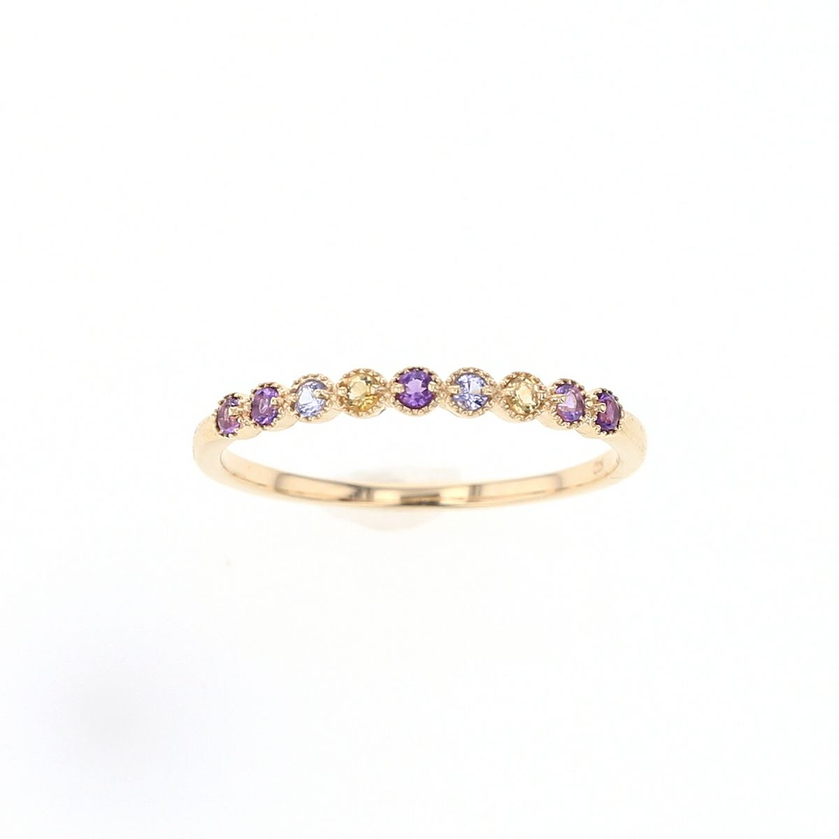 K10 YG PG WG マルチ カラーストーン リング ハーフエタニティ 誕生石 プレゼント レディース 彼女 妻 30代 40代 イエローゴールド ピンクゴールド ホワイトゴールド フラワー 花