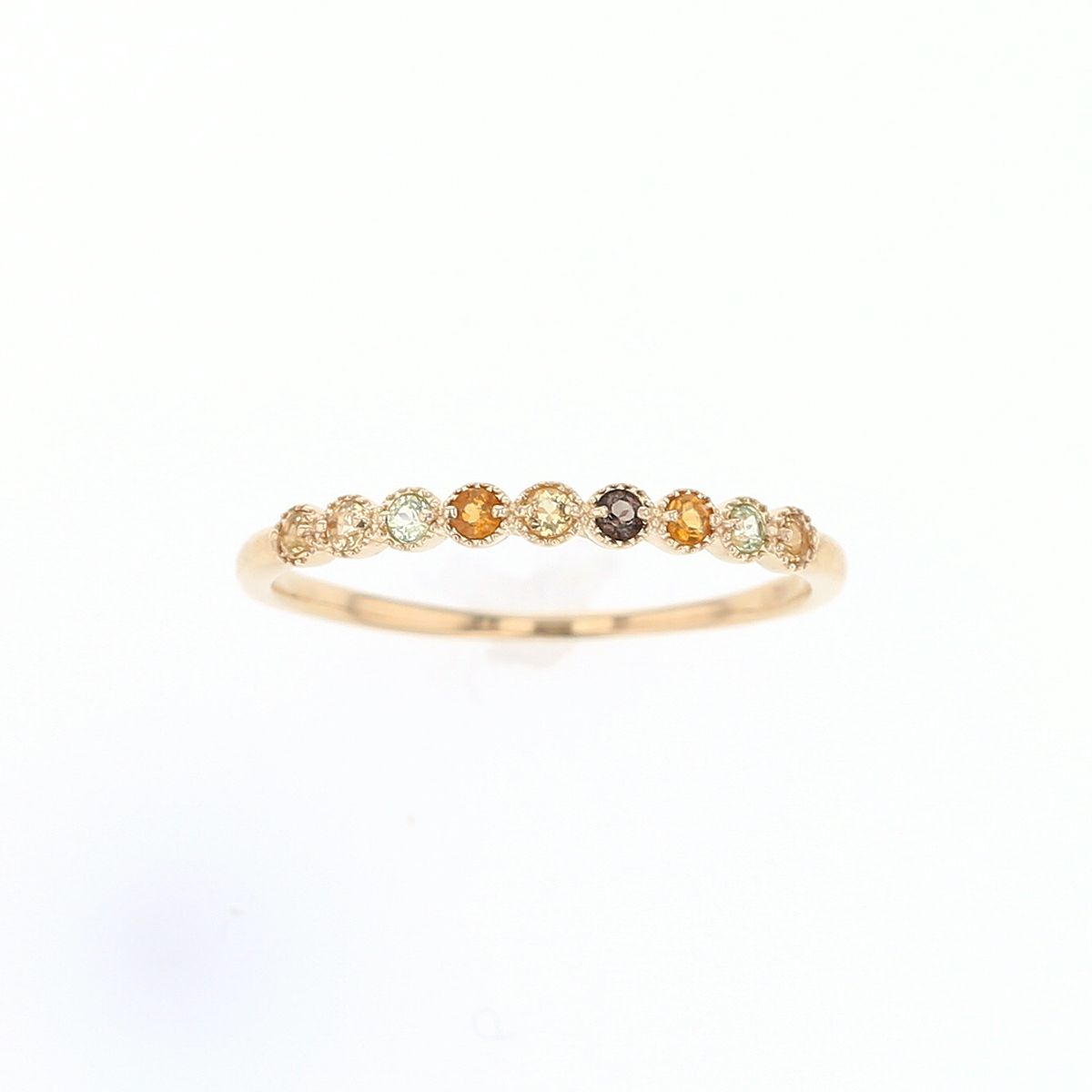 K10 YG PG WG マルチ カラーストーン リング ハーフエタニティ 誕生石 プレゼント レディース 彼女 妻 30代 40代 イエローゴールド ピンクゴールド ホワイトゴールド フラワー 花