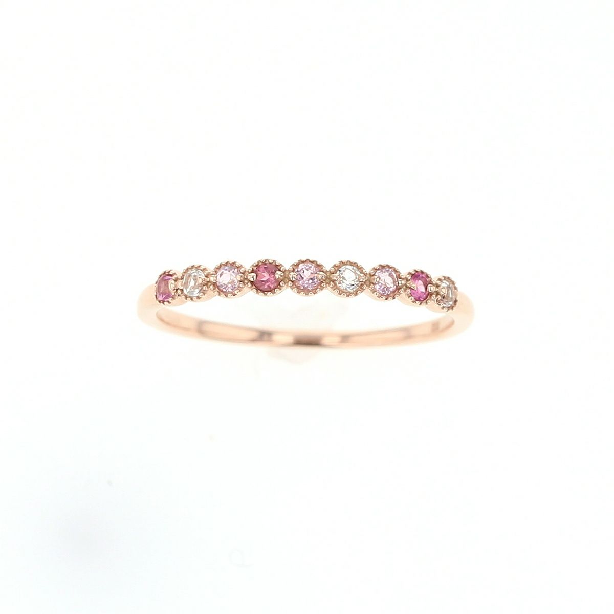 K10 YG PG WG マルチ カラーストーン リング ハーフエタニティ 誕生石 プレゼント レディース 彼女 妻 30代 40代 イエローゴールド ピンクゴールド ホワイトゴールド フラワー 花