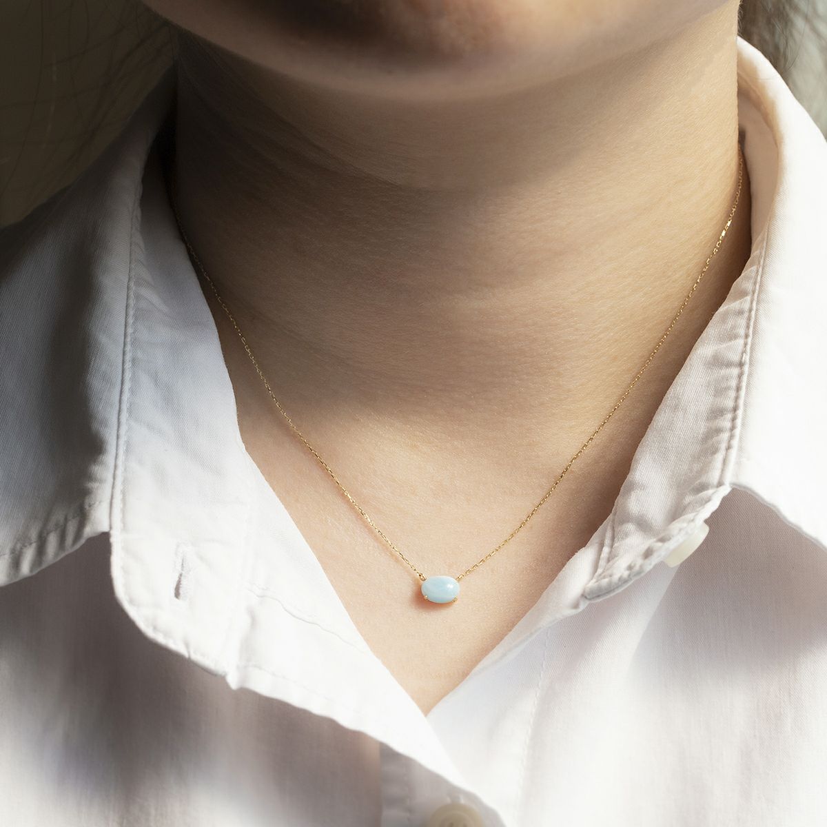 K10 YG ラリマー ネックレス イエローゴールド レディース 天然石 ドルフィンストーン パワーストーン ブルー 妻 彼女 誕生日プレゼント ギフト プレゼント