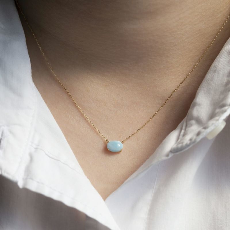 K10 YG ラリマー ネックレス イエローゴールド レディース 天然石 ドルフィンストーン パワーストーン ブルー 妻 彼女 誕生日プレゼント ギフト プレゼント