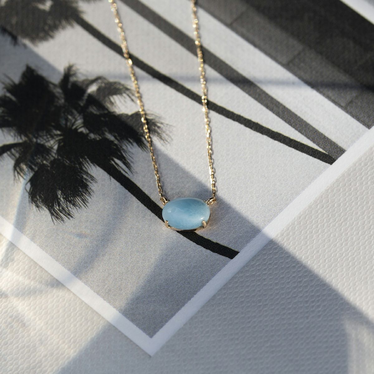 K10 YG ラリマー ネックレス イエローゴールド レディース 天然石 ドルフィンストーン パワーストーン ブルー 妻 彼女 誕生日プレゼント ギフト プレゼント