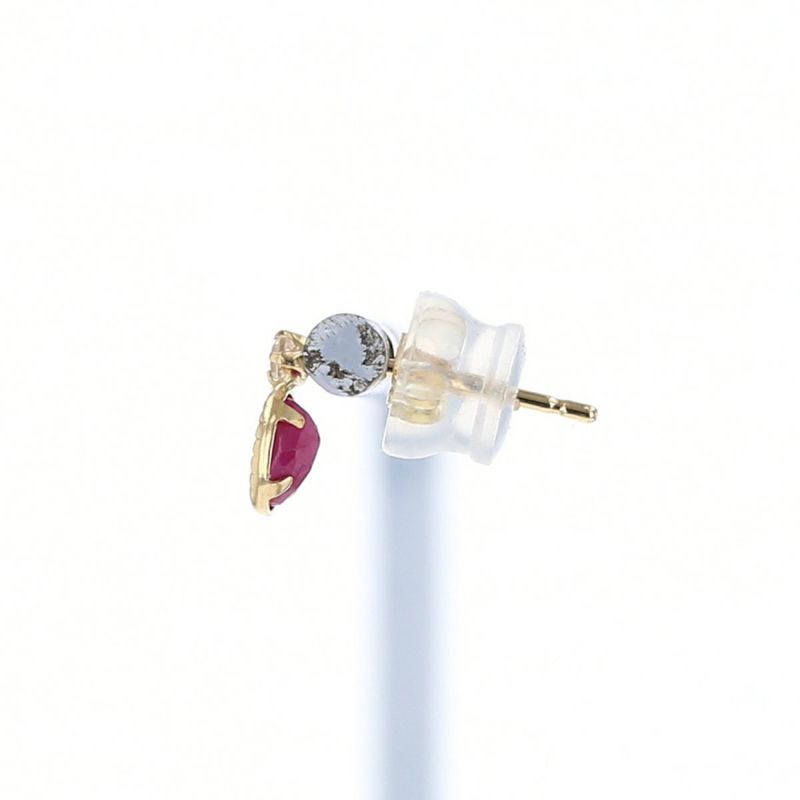 K18 YG ルビー ピアス ホワイトトパーズ レディース 誕生石 7月 誕生日 18金 イエローゴールド 妻 彼女 ギフト 誕生日プレゼント