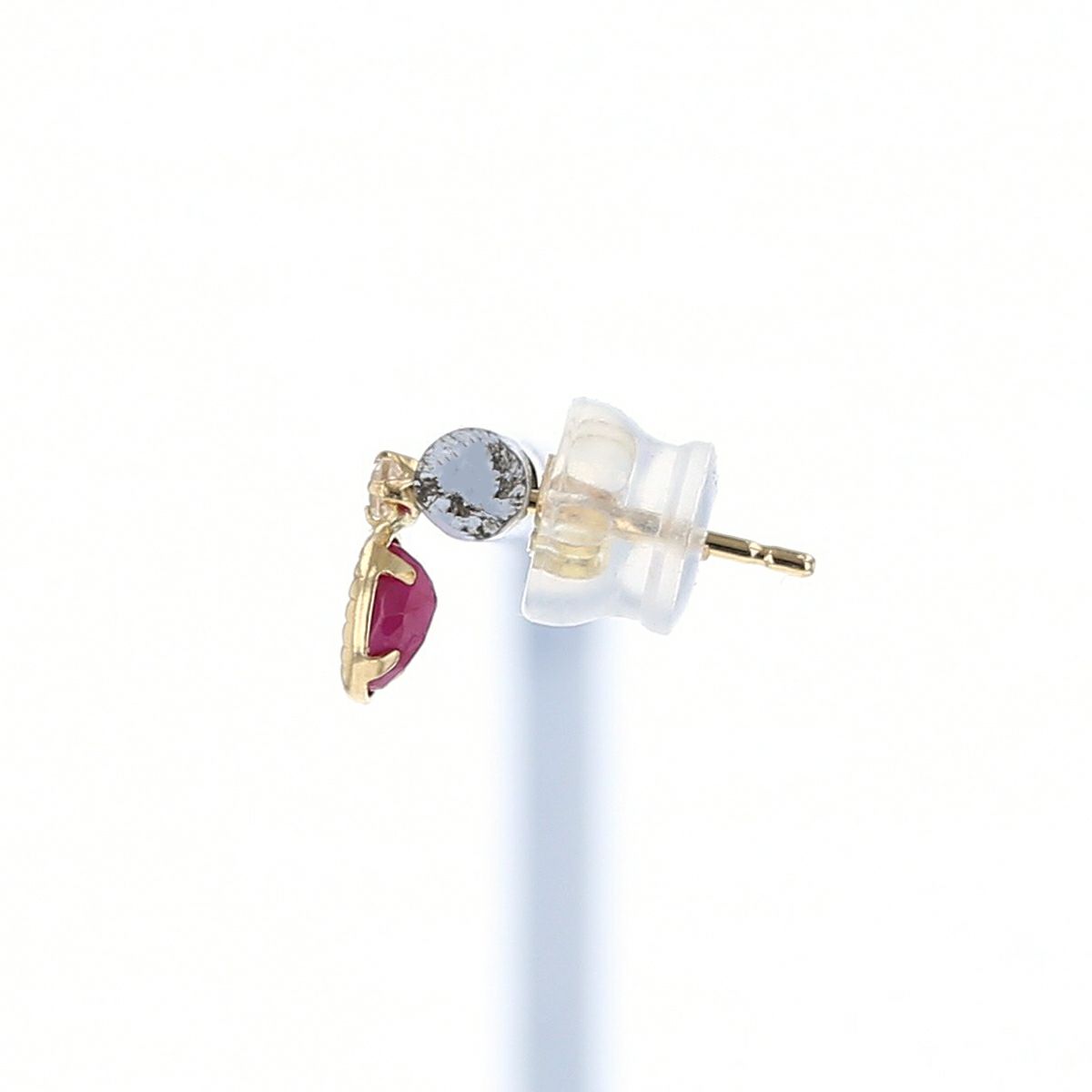 K18 YG ルビー ピアス ホワイトトパーズ レディース 誕生石 7月 誕生日 18金 イエローゴールド 妻 彼女 ギフト 誕生日プレゼント