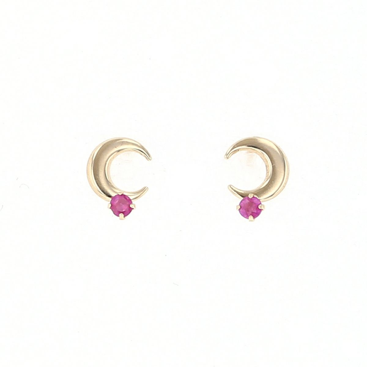 K10 YG ルビー ピアス 月 三日月 10k 7月 誕生石 イエローゴールド レディース 彼女 妻 プレゼント ラッキーモチーフ