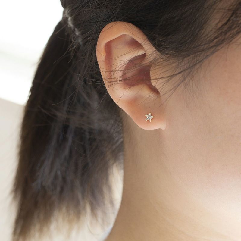 K10 YG キュービックジルコニア ピアス 星 スター ゴールド イエローゴールド レディース 10金 CZ 誕生日プレゼント ギフト 20代 30代 40代 女性 彼女 妻