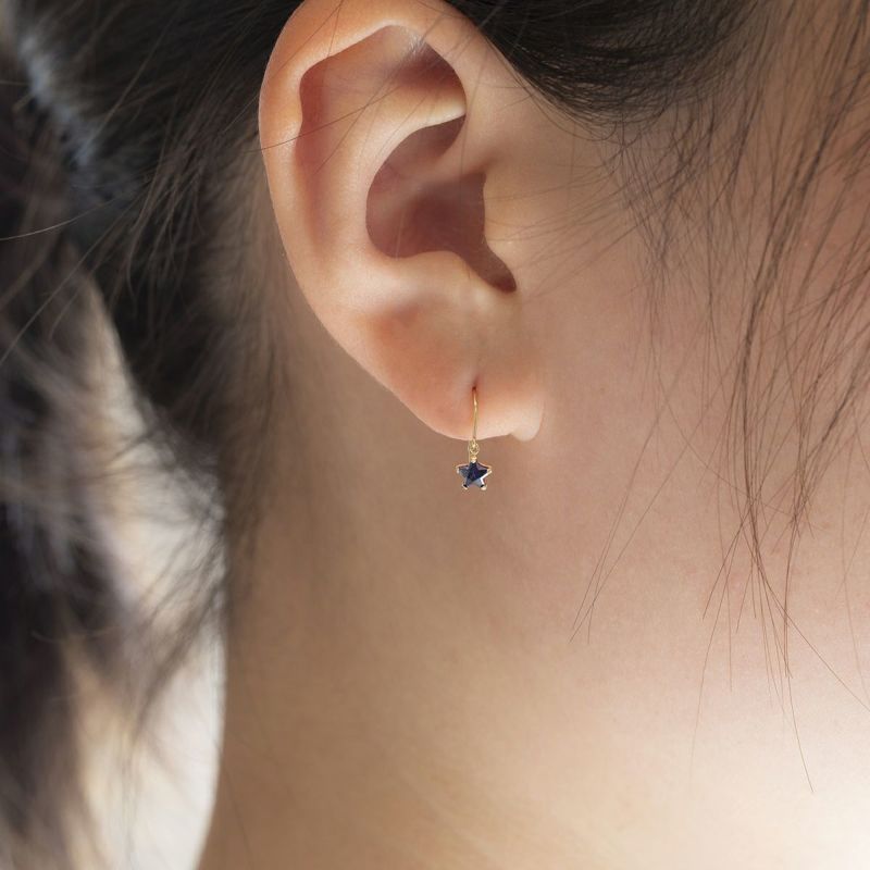 K10 YG キュービックジルコニア フックピアス ピアス ブルー 星 スター ゴールド イエローゴールド レディース 10金 CZ 誕生日プレゼント ギフト 20代 30代 40代 女性 彼女 妻