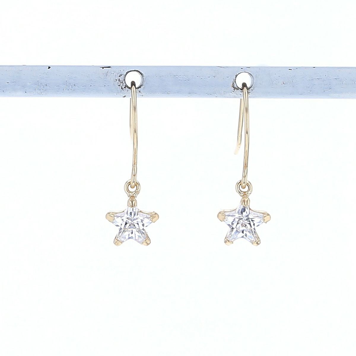 K10 YG キュービックジルコニア ピアス フックピアス 星 スター ゴールド イエローゴールド レディース 10金 CZ 誕生日プレゼント ギフト 20代 30代 40代 女性 彼女 妻