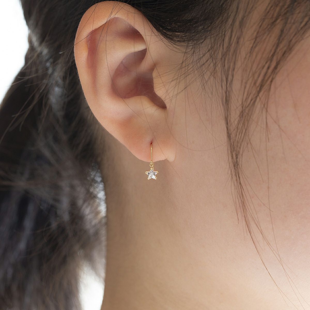 K10 YG キュービックジルコニア ピアス フックピアス 星 スター ゴールド イエローゴールド レディース 10金 CZ 誕生日プレゼント ギフト 20代 30代 40代 女性 彼女 妻