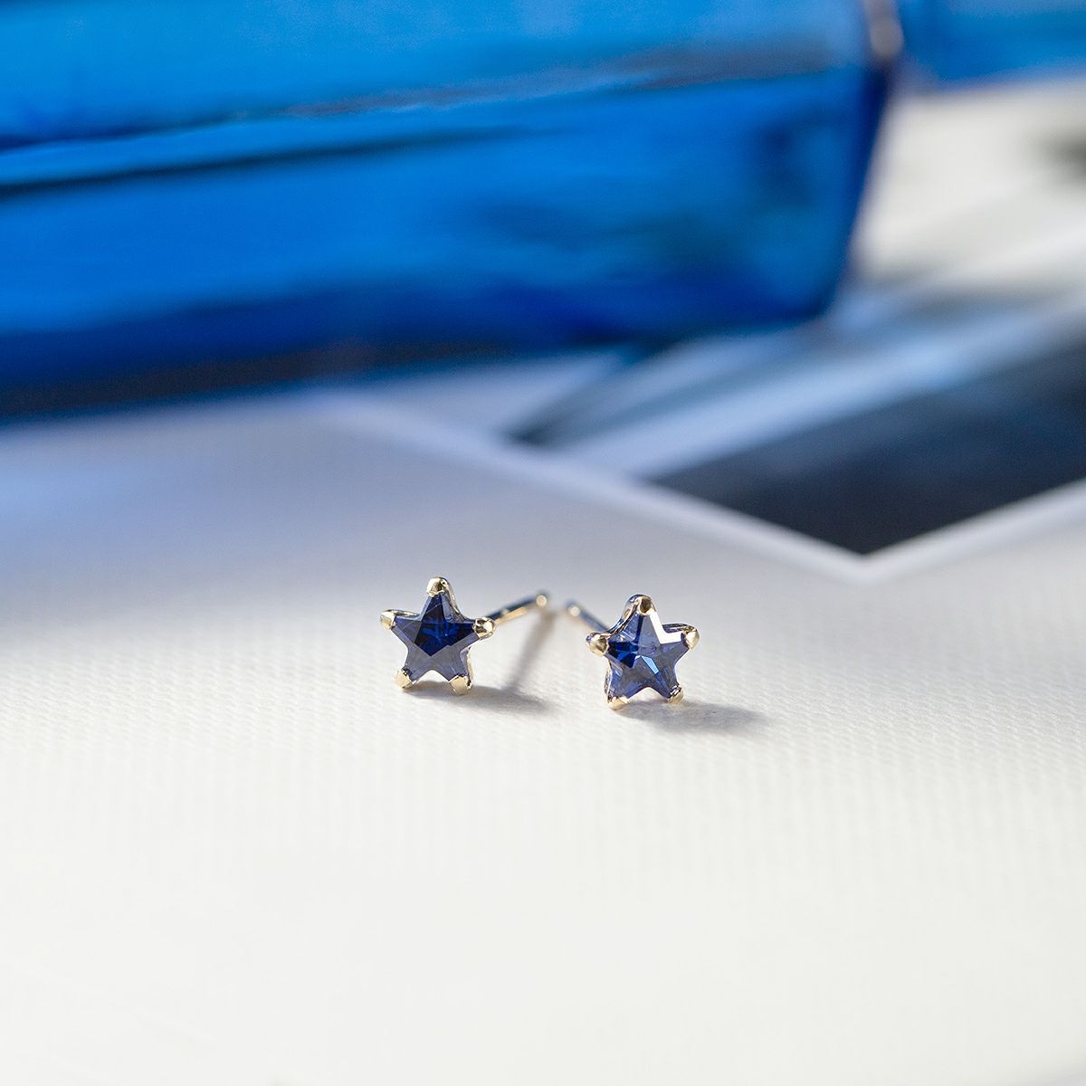K10 YG キュービックジルコニア ピアス ブルー K10 YG 星 スター ゴールド イエローゴールド レディース 10金 CZ 誕生日プレゼント ギフト 20代 30代 40代 女性 彼女 妻