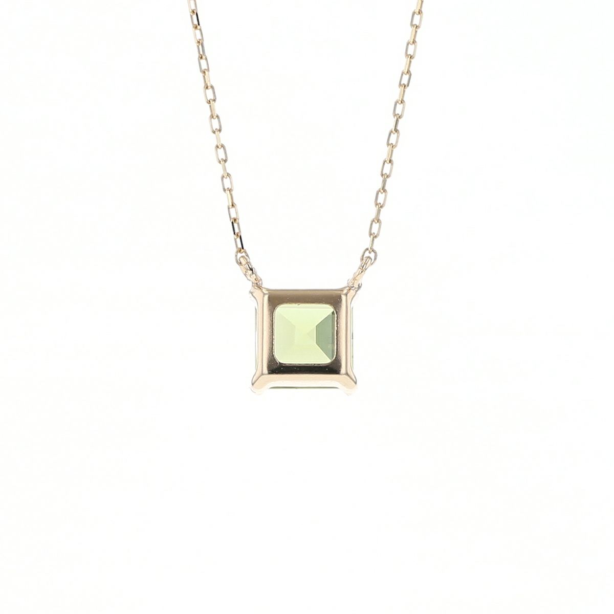 K10 YG ペリドット ネックレス イエローゴールド スクエア レディース 8月 誕生石 誕生日プレゼント 彼女 妻 30代 40代 可愛い 華奢
