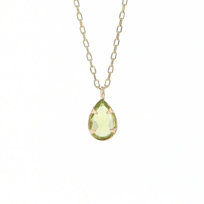 K10 YG ペリドット ネックレス イエローゴールド ドロップ 雫 ペアシェイプ レディース 8月 誕生石 誕生日プレゼント 彼女 妻 30代 40代 可愛い 華奢