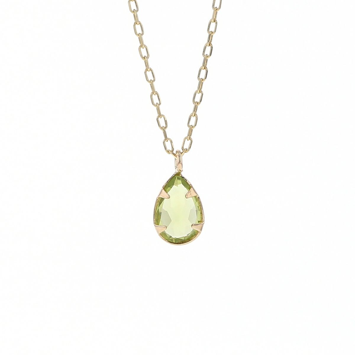 K10 YG ペリドット ネックレス イエローゴールド ドロップ 雫 ペアシェイプ レディース 8月 誕生石 誕生日プレゼント 彼女 妻 30代 40代 可愛い 華奢