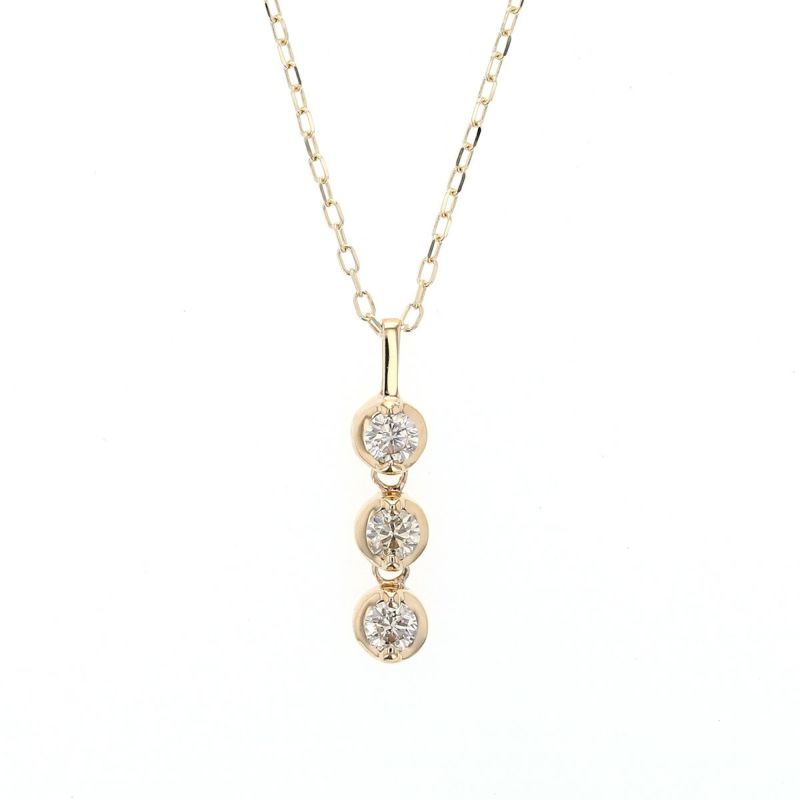 K10 YG ダイヤモンド ペンダントトップ ネックレストップ 妻 彼女 レディース 誕生日プレゼント ギフト イエローゴールド 10K トリロジー 3ストーン
