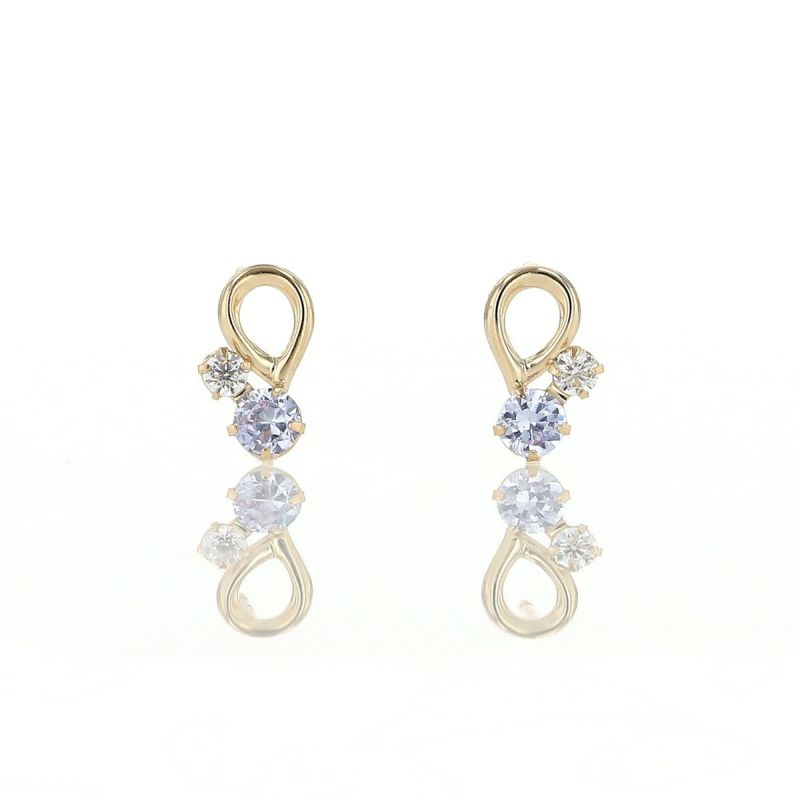 K10 YG キュービックジルコニア ピアス ゴールド レディース 10金 CZ 誕生日プレゼント ギフト 20代 30代 40代 女性 彼女 妻 イエローゴールド ラベンダー