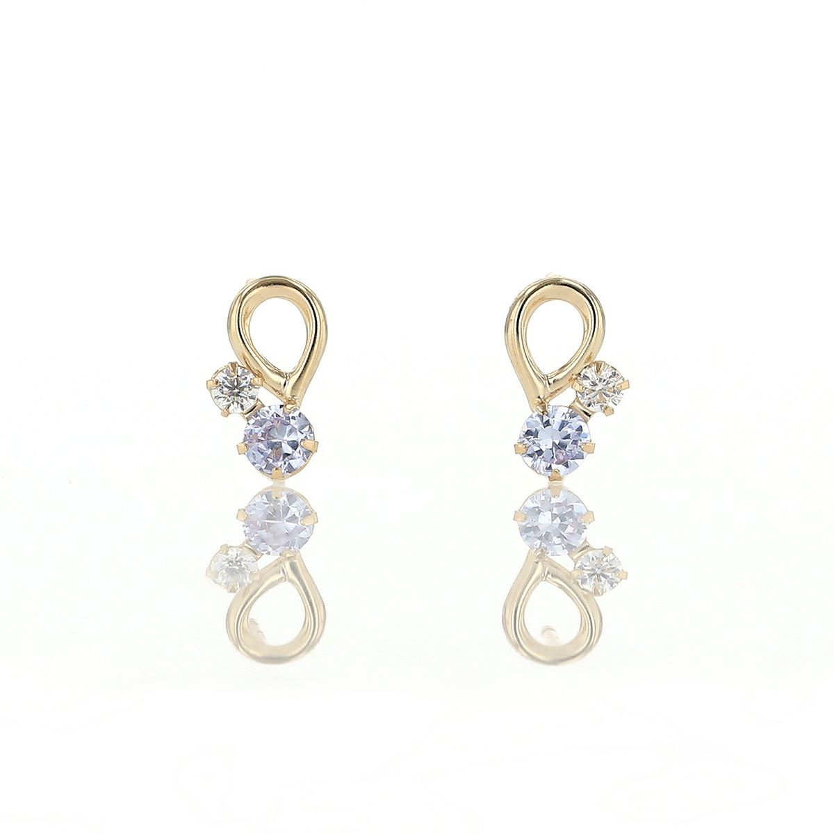 K10 YG キュービックジルコニア ピアス ゴールド レディース 10金 CZ 誕生日プレゼント ギフト 20代 30代 40代 女性 彼女 妻 イエローゴールド ラベンダー