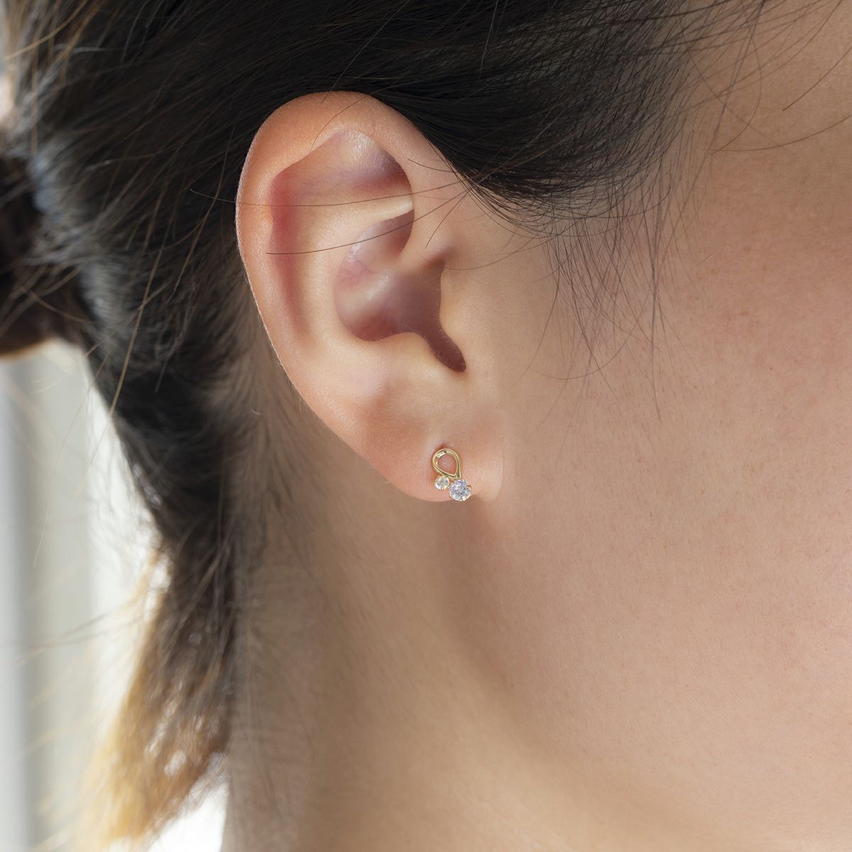 K10 YG キュービックジルコニア ピアス ゴールド レディース 10金 CZ 誕生日プレゼント ギフト 20代 30代 40代 女性 彼女 妻 イエローゴールド ラベンダー