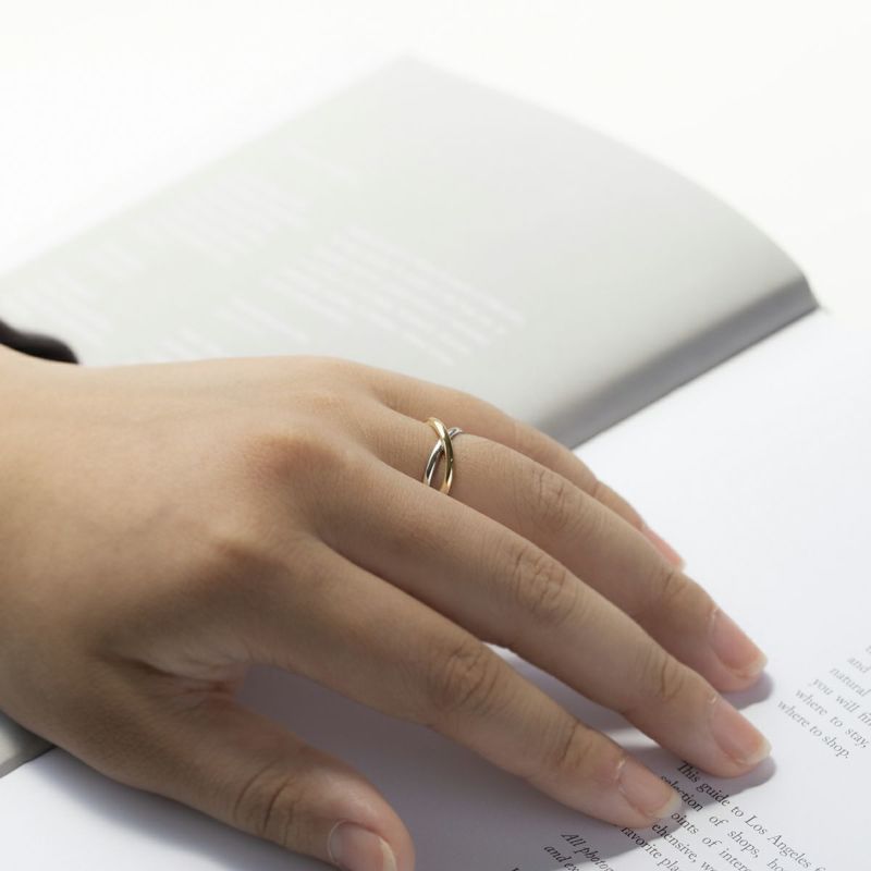 プラチナ/K18 YG リング PT950 イエローゴールド 18金 18K 指輪 レディース 妻 女性 誕生日 30代 40代 50代