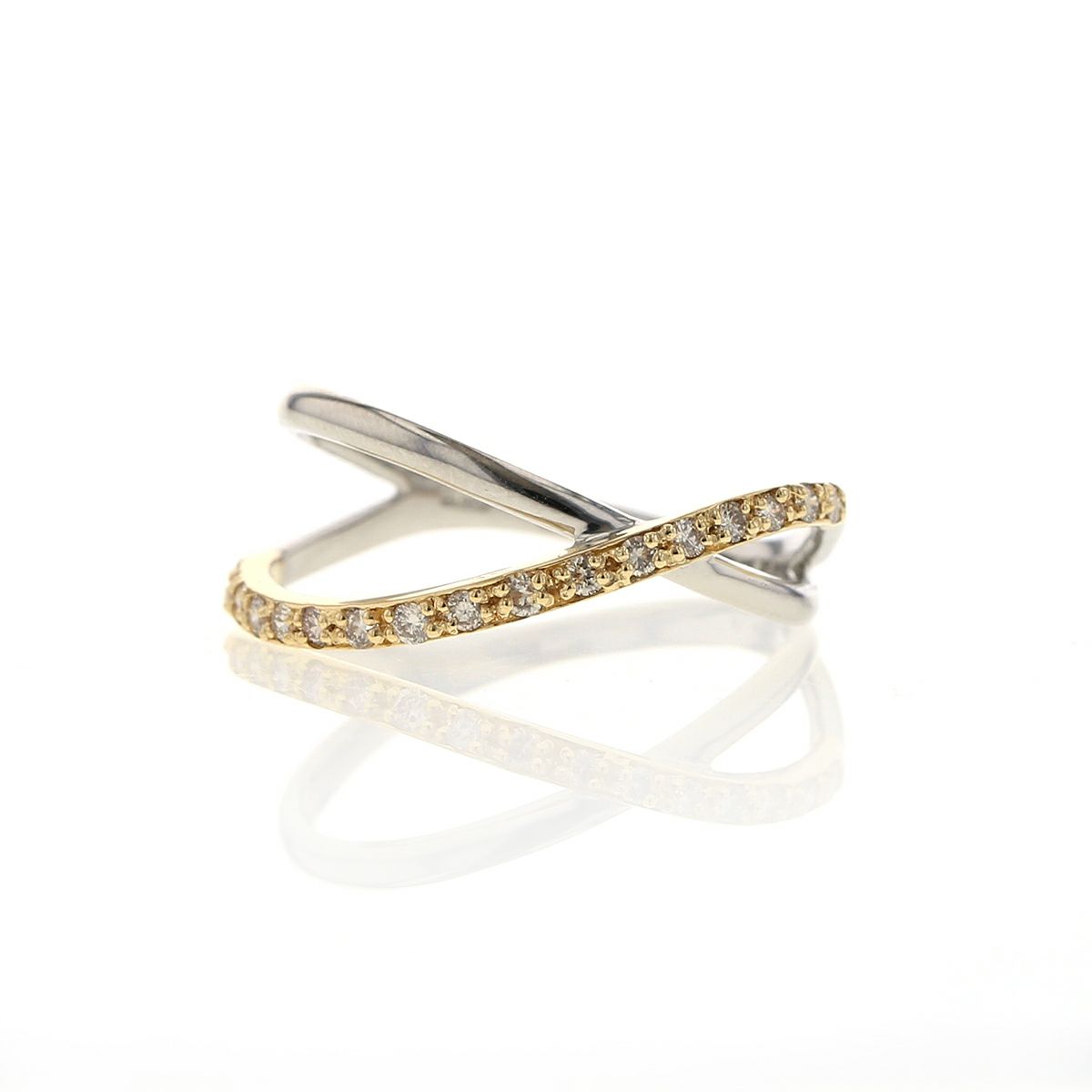 プラチナ/K18YG ダイヤモンド リング ダイヤ ハーフエタニティ PT950 イエローゴールド 18金 18K 指輪 レディース 妻 女性 誕生日 30代 40代 50代 ギフト 誕生日プレゼント