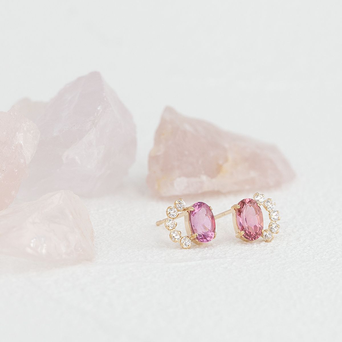 K10 YG ピンクトルマリン キュービックジルコニア ピアス イエローゴールド 10金 10月 誕生石 誕生日 プレゼント レディース 20代 30代 40代 10k k1