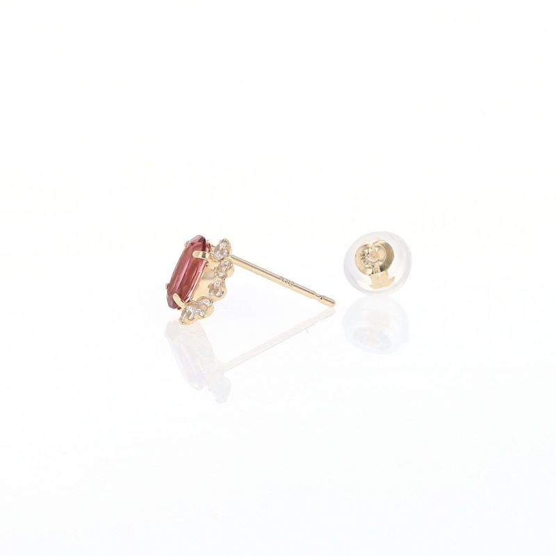 K10 YG ピンクトルマリン キュービックジルコニア ピアス イエローゴールド 10金 10月 誕生石 誕生日 プレゼント レディース 20代 30代 40代 10k k1