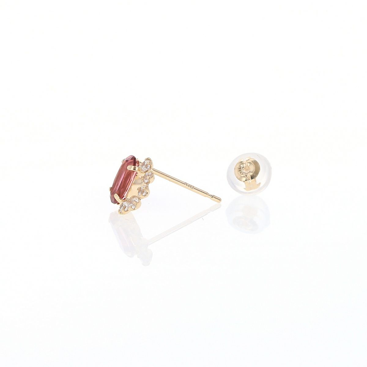 K10 YG ピンクトルマリン キュービックジルコニア ピアス イエローゴールド 10金 10月 誕生石 誕生日 プレゼント レディース 20代 30代 40代 10k k1