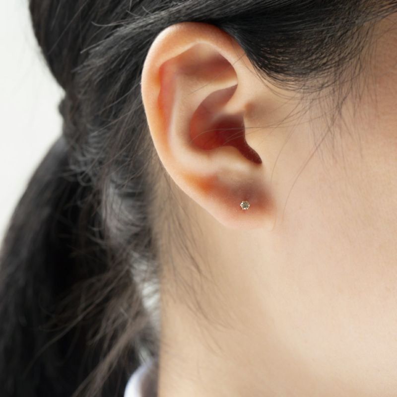H&C鑑別書付き K18 YG 一粒 ダイヤモンド ピアス ダイヤ 18k 18金 誕生石 イエローゴールド 4月 4月誕生石 レディース 彼女 妻 誕生日プレゼント ギフト