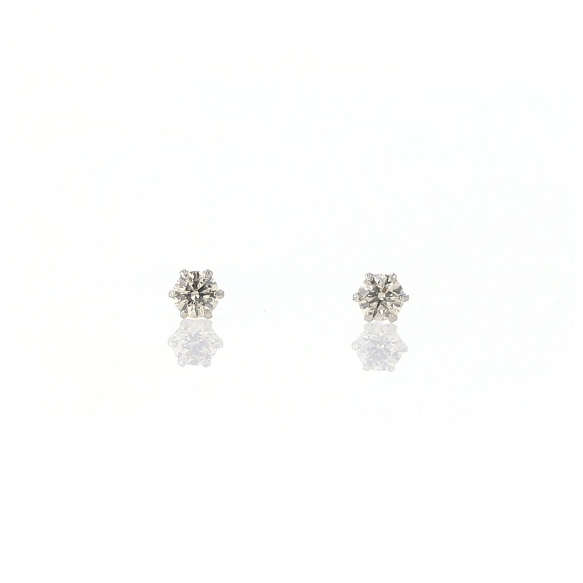 H&C鑑別書付き プラチナ 一粒 ダイヤモンド ピアス