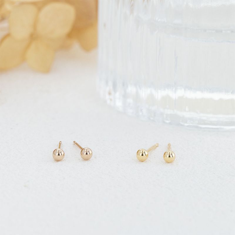 K18 PG/YG ボール ピアス レディース 18金 ピンクゴールド イエローゴールド シンプル 20代 30代 40代 彼氏 彼女 妻 18k 小さめ ユニセックス