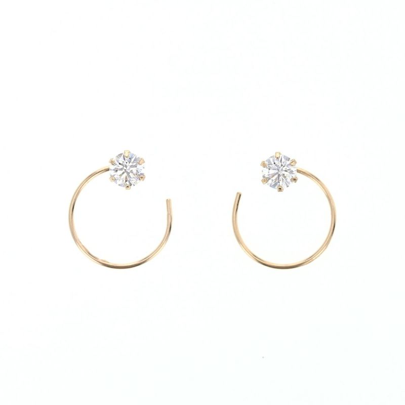 K10 YG キュービックジルコニア キャッチレスフープピアス フープピアス キャッチレス イエローゴールド　10金 CZ 誕生日プレゼント 誕生日 20代 30代 40代 女性 彼女 レディース 妻 ギフト